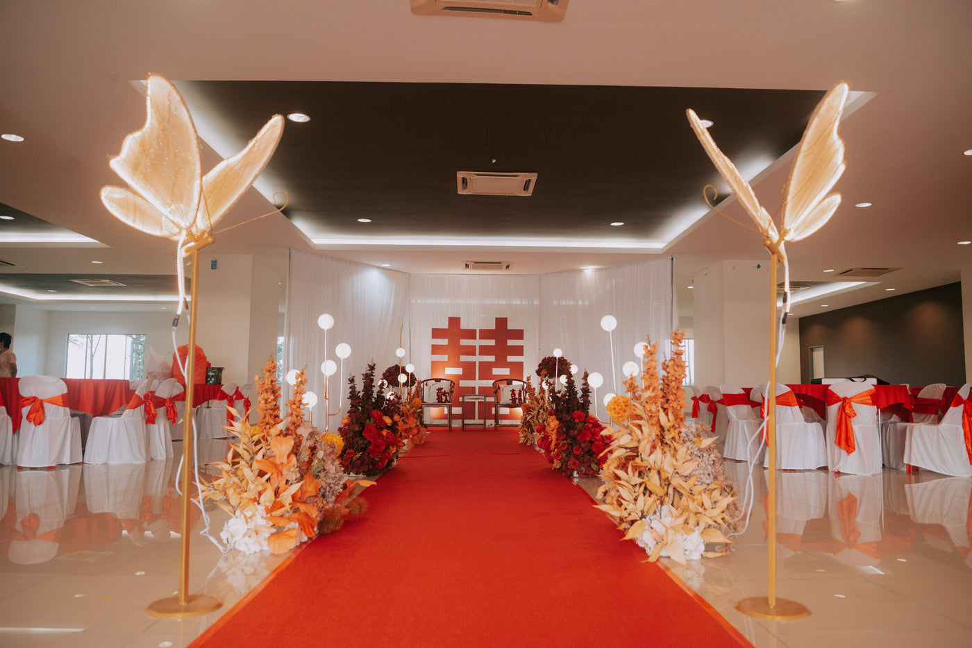 Wedding walkway decoration with floral styling
