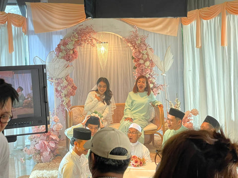 Dreamy Soft Pink Pelamin Styling for a TV Show Scene