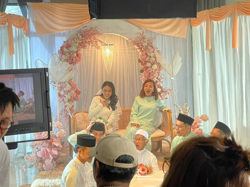 Dreamy Soft Pink Pelamin Styling for a TV Show Scene