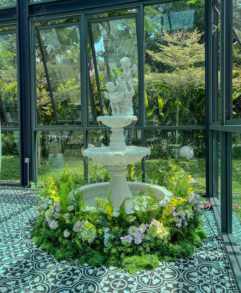 Elegant Water Fountain Styling at Edenmill by Metal Bees