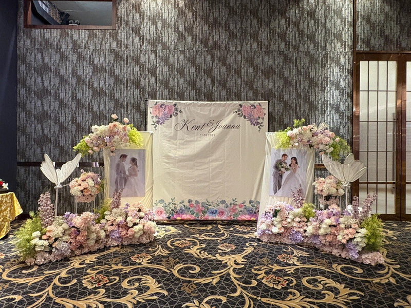 Kent & Joanna's Romantic Pastel Wedding Backdrop
